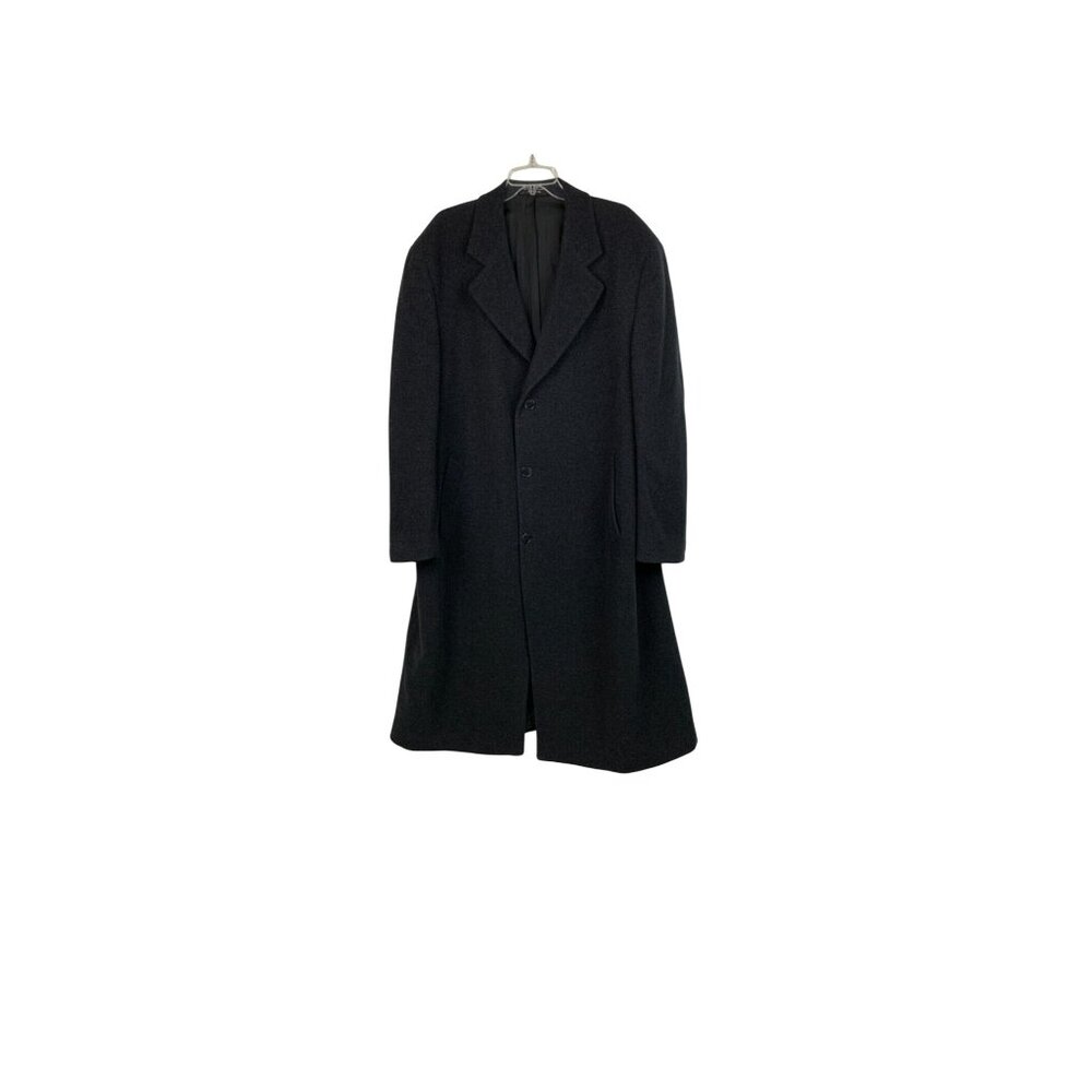 Ralph Lauren Chaps Charcoal Gray Wool Cashmere Overcoat Lined Button Men's 44S